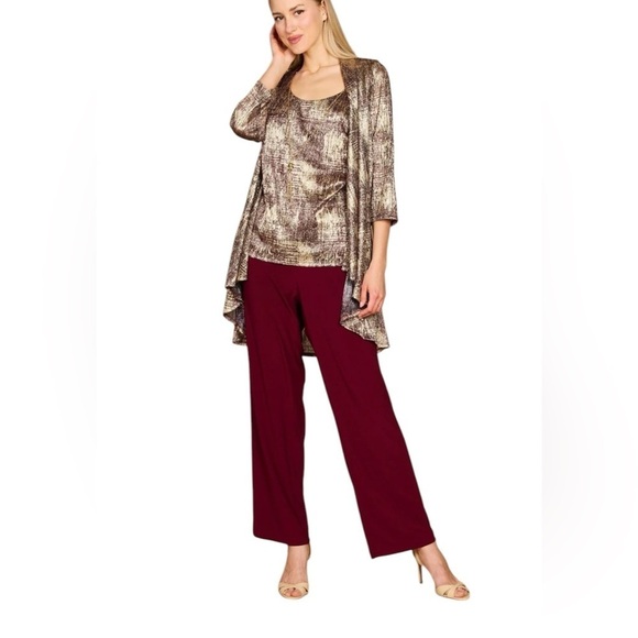 R&M Richards 7292 Formal Print 3 Set Pant Suit Jacket Set Size 6 - Picture 1 of 8
